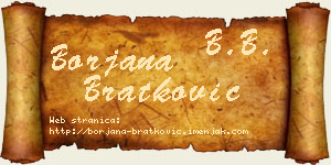 Borjana Bratković vizit kartica